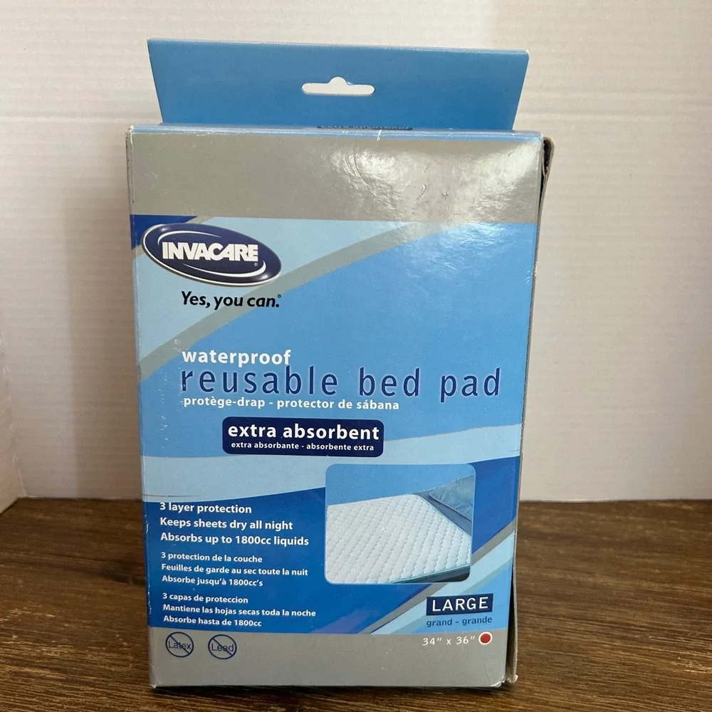 Invacare Reusable Bed Pad Large 34x36 White New Waterproof Extra Absorbent